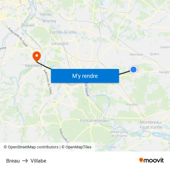 Breau to Villabe map