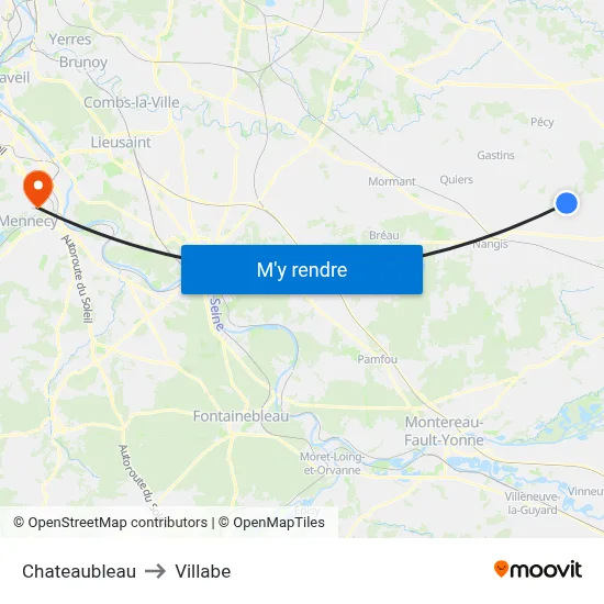 Chateaubleau to Villabe map