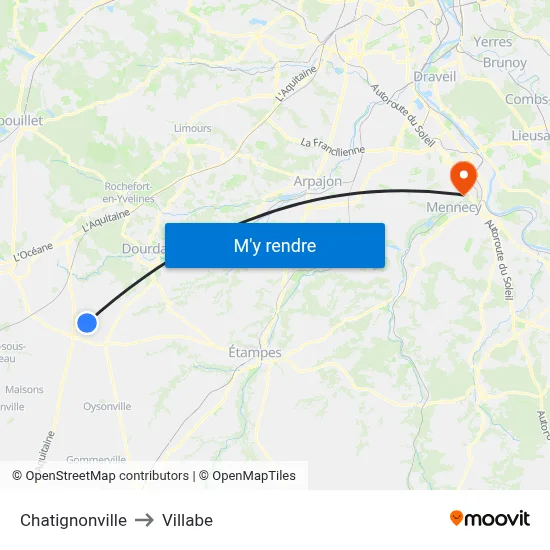 Chatignonville to Villabe map