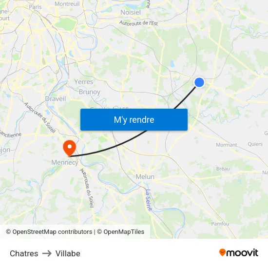 Chatres to Villabe map