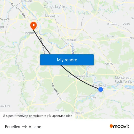 Ecuelles to Villabe map