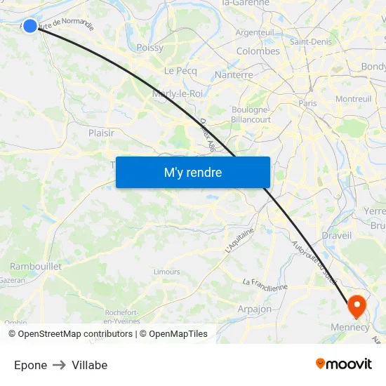Epone to Villabe map