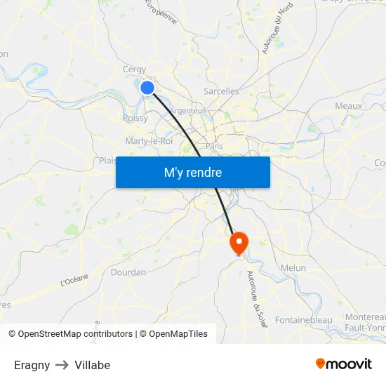 Eragny to Villabe map