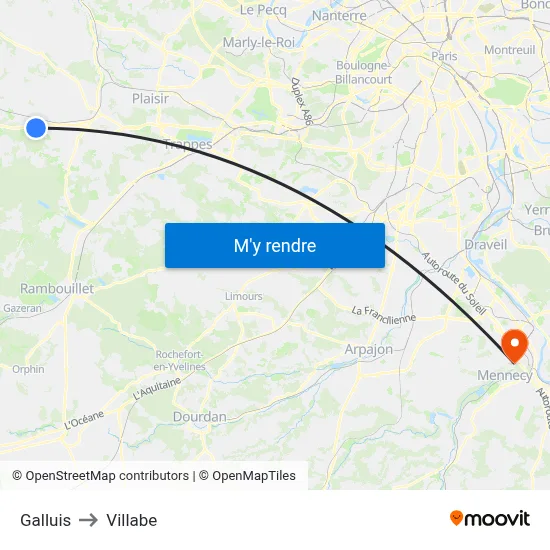 Galluis to Villabe map