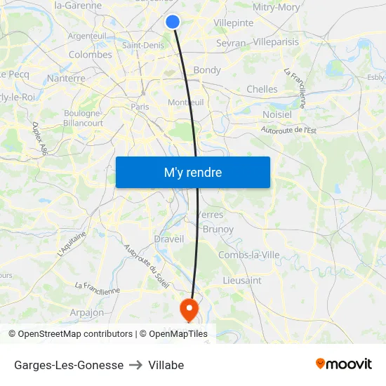 Garges-Les-Gonesse to Villabe map