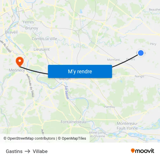 Gastins to Villabe map