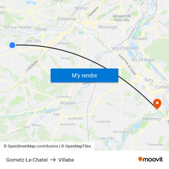 Gometz-Le-Chatel to Villabe map