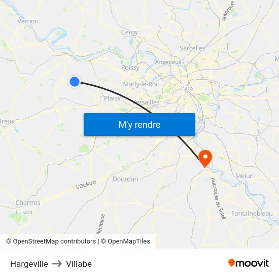Hargeville to Villabe map