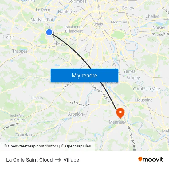 La Celle-Saint-Cloud to Villabe map