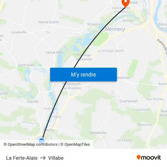 La Ferte-Alais to Villabe map