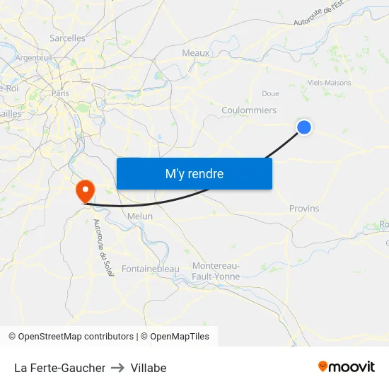 La Ferte-Gaucher to Villabe map