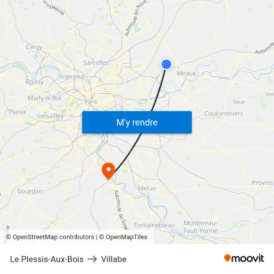 Le Plessis-Aux-Bois to Villabe map