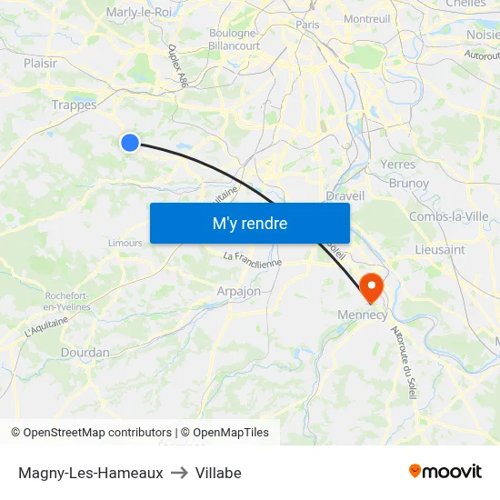 Magny-Les-Hameaux to Villabe map