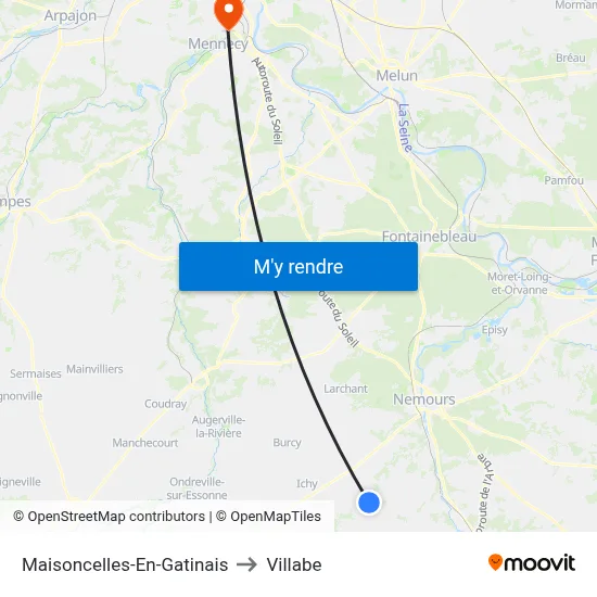 Maisoncelles-En-Gatinais to Villabe map
