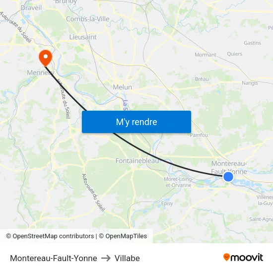 Montereau-Fault-Yonne to Villabe map