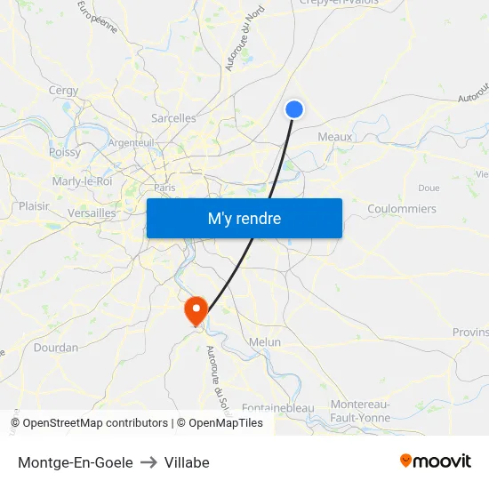Montge-En-Goele to Villabe map