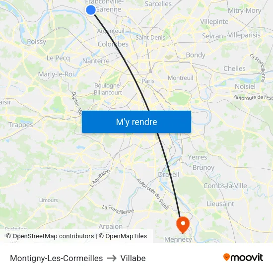 Montigny-Les-Cormeilles to Villabe map