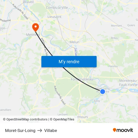 Moret-Sur-Loing to Villabe map