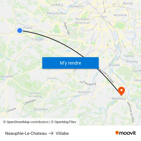 Neauphle-Le-Chateau to Villabe map
