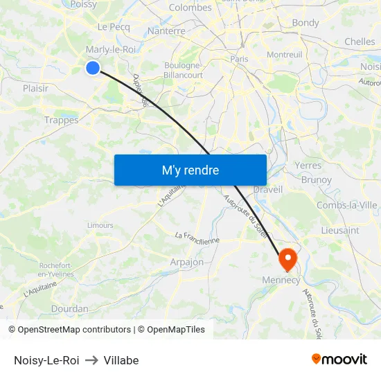 Noisy-Le-Roi to Villabe map