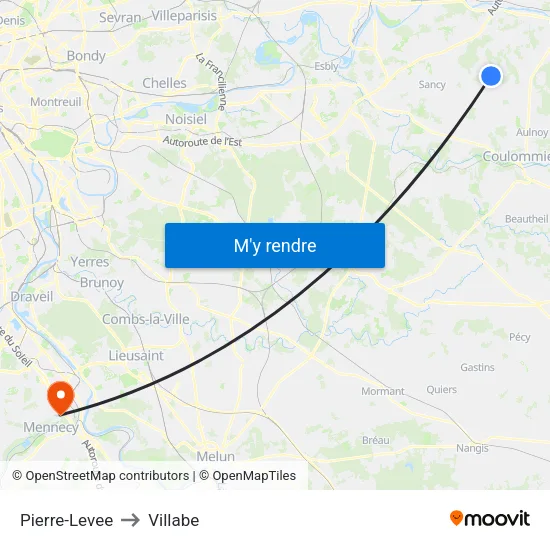 Pierre-Levee to Villabe map