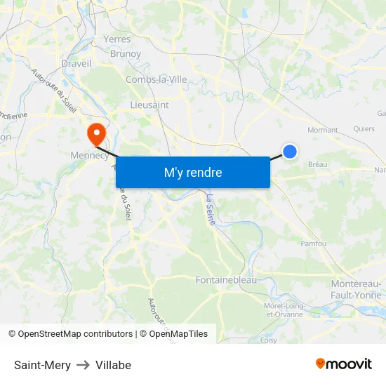 Saint-Mery to Villabe map