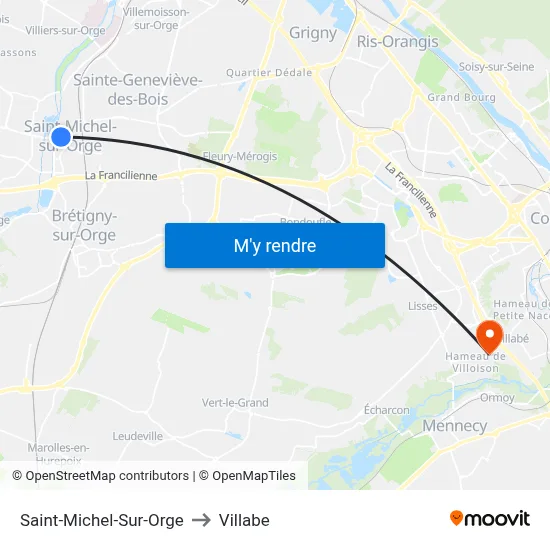 Saint-Michel-Sur-Orge to Villabe map