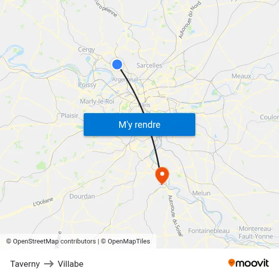 Taverny to Villabe map