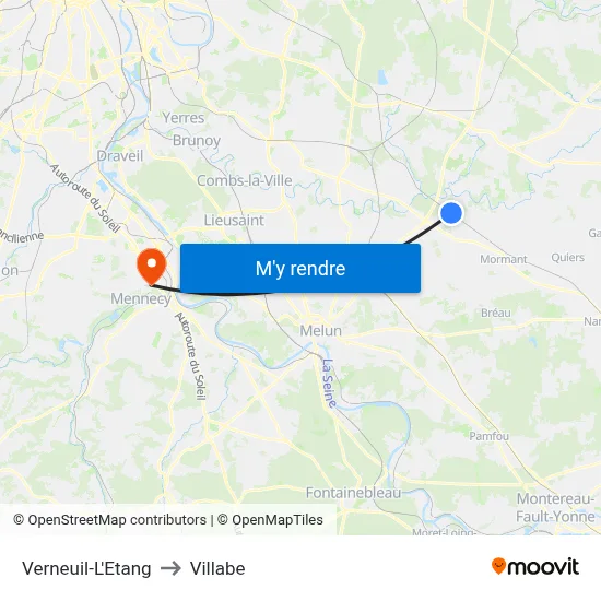 Verneuil-L'Etang to Villabe map