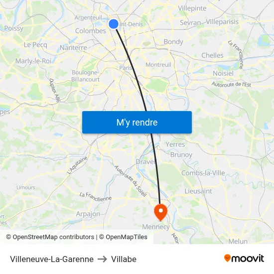 Villeneuve-La-Garenne to Villabe map