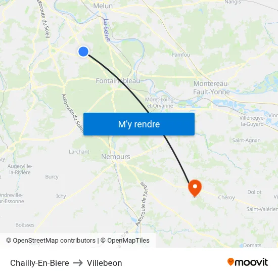 Chailly-En-Biere to Villebeon map