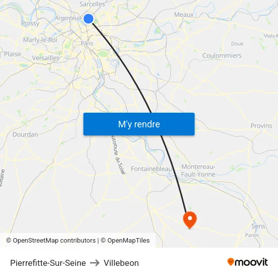 Pierrefitte-Sur-Seine to Villebeon map