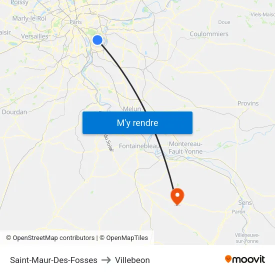Saint-Maur-Des-Fosses to Villebeon map