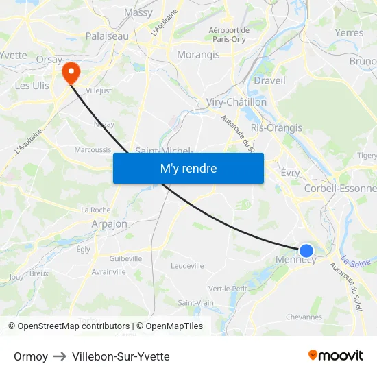 Ormoy to Villebon-Sur-Yvette map