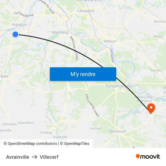 Avrainville to Villecerf map