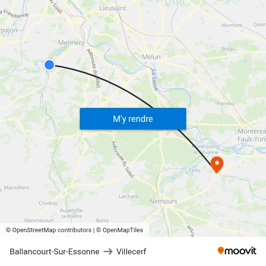 Ballancourt-Sur-Essonne to Villecerf map