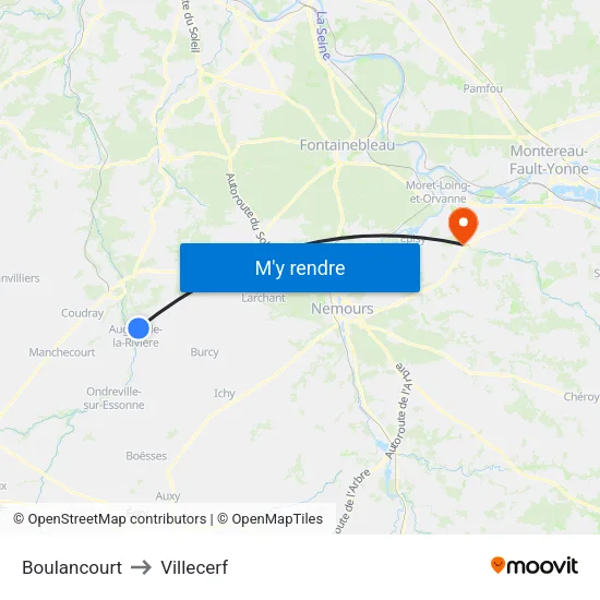 Boulancourt to Villecerf map