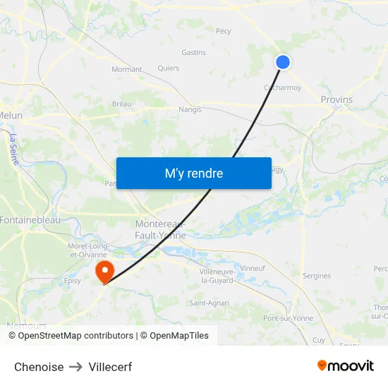 Chenoise to Villecerf map