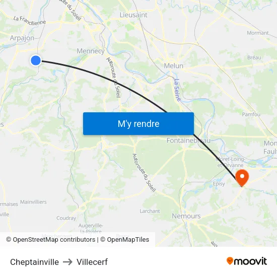 Cheptainville to Villecerf map
