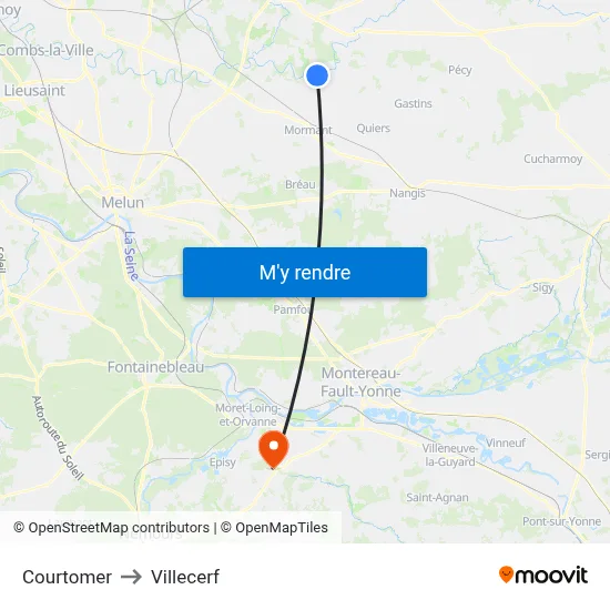 Courtomer to Villecerf map