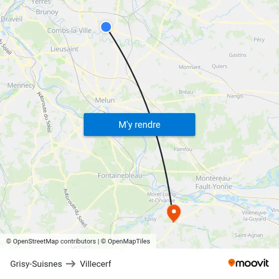 Grisy-Suisnes to Villecerf map