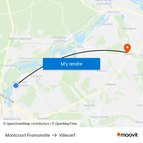 Montcourt-Fromonville to Villecerf map