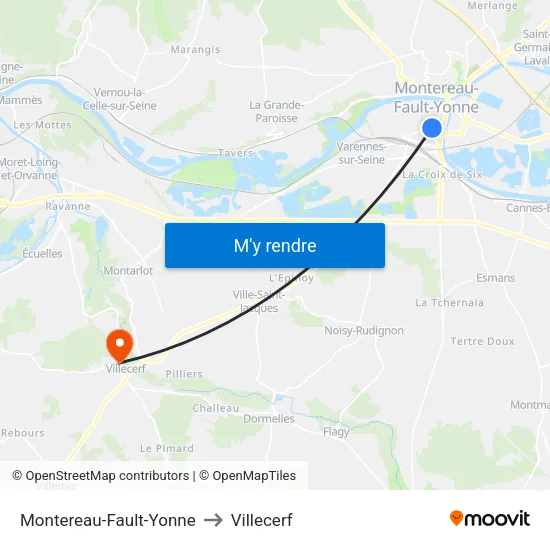 Montereau-Fault-Yonne to Villecerf map