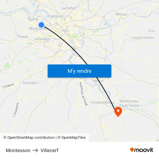 Montesson to Villecerf map