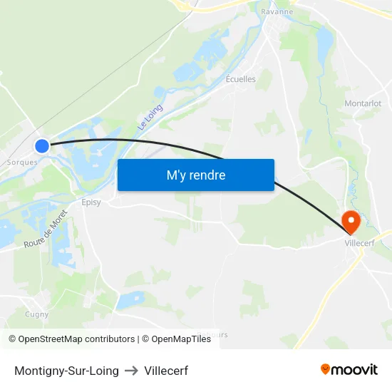 Montigny-Sur-Loing to Villecerf map