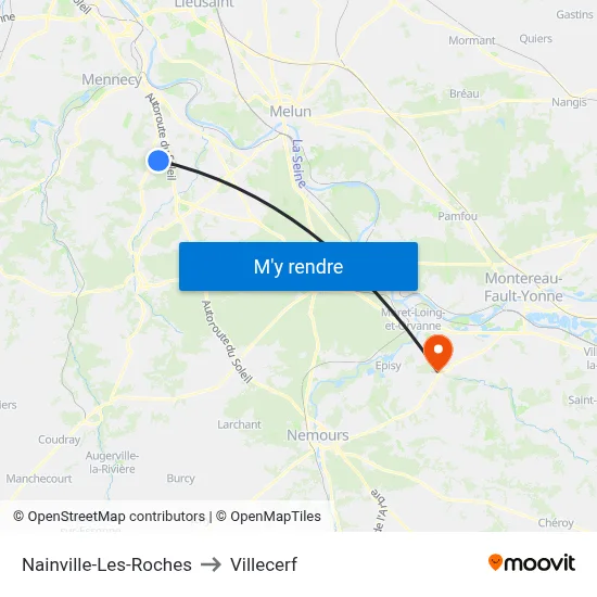 Nainville-Les-Roches to Villecerf map