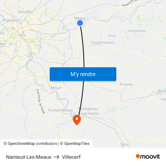 Nanteuil-Les-Meaux to Villecerf map
