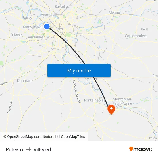 Puteaux to Villecerf map