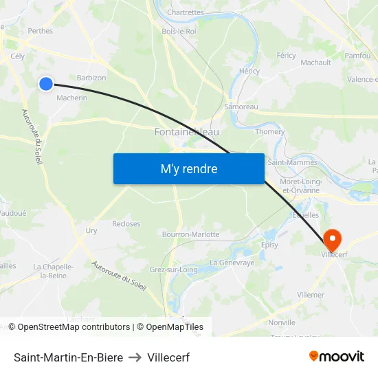 Saint-Martin-En-Biere to Villecerf map