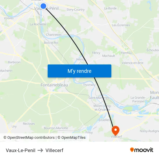 Vaux-Le-Penil to Villecerf map